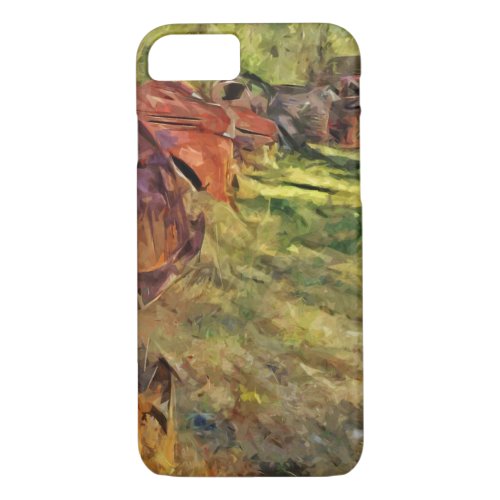 Rusty Old Cars and Trucks Abstract Impressionism iPhone 87 Case