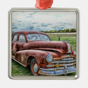 Rusty Old Classic Car Vintage Automobile Metal Ornament