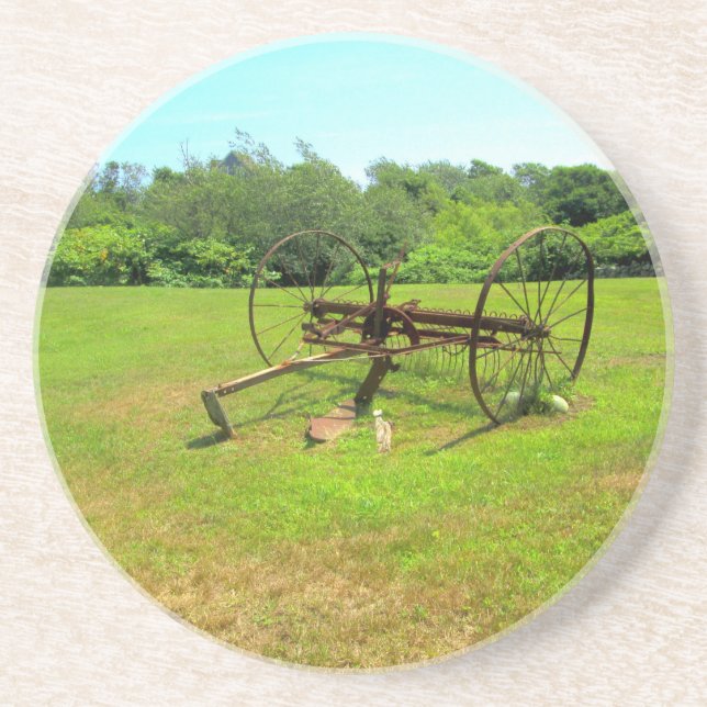 Rusty Old Farm Equipment Drink Coaster (Front)