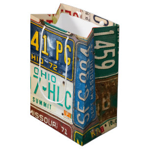 rusty old license plates medium gift bag