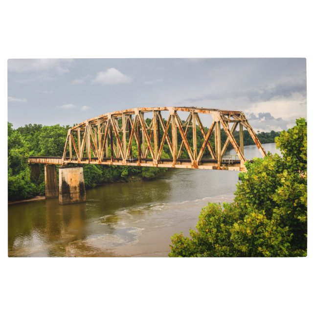 Rusty Old Railroad Bridge - Chattahoochee River Metal Print (Front)