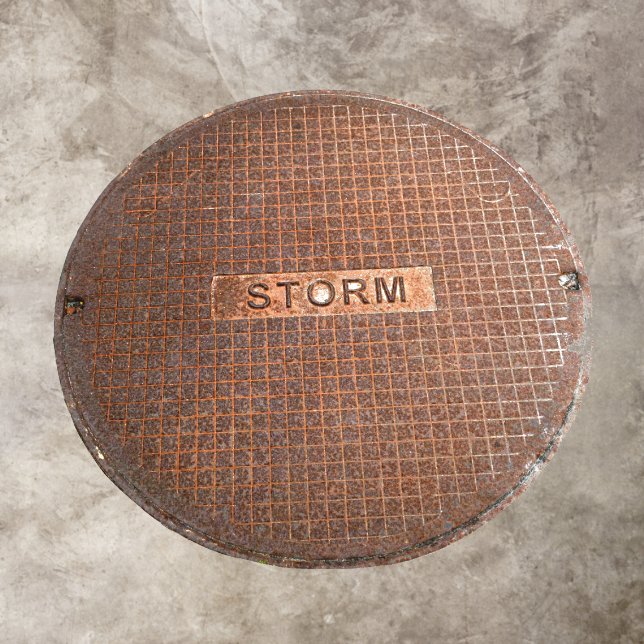 Rusty Old Storm Drain Cover Authentic Photographic Floor Decals (Insitu)