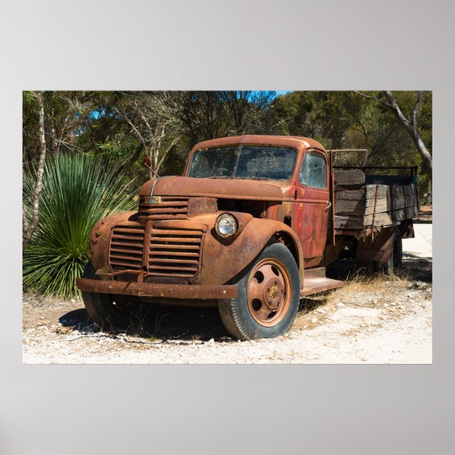 Rusty old truck abandoned in outback Australia. Poster (Front)