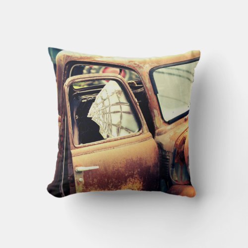 Rusty Old Truck Throw Pillow
