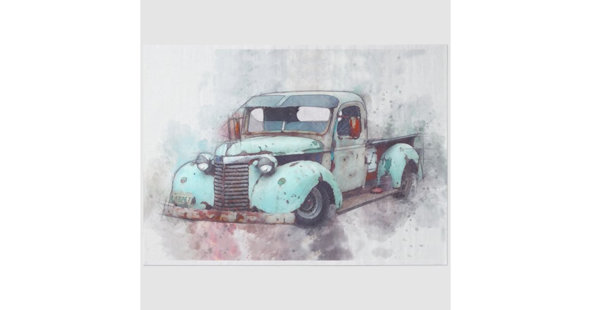 Rusty Old Truck Vintage 20x30 Decoupage Tissue Paper | Zazzle