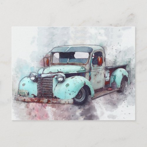 Rusty Old Truck Vintage Postcard