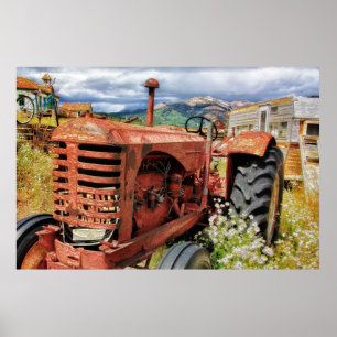 Rusty Old Vintage Tractor Poster