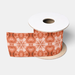 Rusty Orange Abstract Star Pattern Satin Ribbon