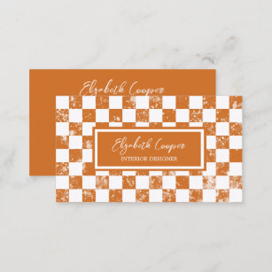 Rusty Orange Chequered  Business Card