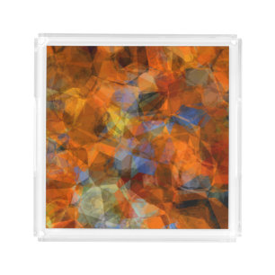 Rusty Orange Modern Abstract Design Acrylic Tray