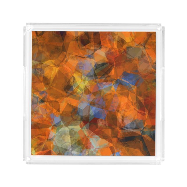 Rusty Orange Modern Abstract Design Acrylic Tray (Front)