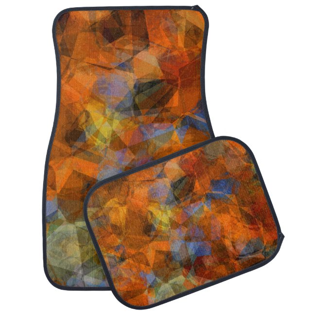 Rusty Orange Modern Abstract Design Car Floor Mat (Set)