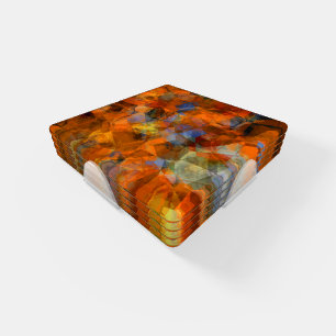 Rusty Orange Modern Abstract Design Coaster Set