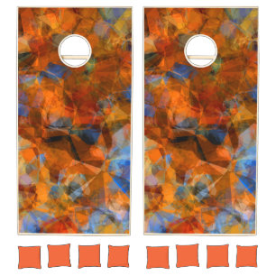 Rusty Orange Modern Abstract Design Cornhole Set