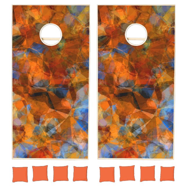 Rusty Orange Modern Abstract Design Cornhole Set (Set)