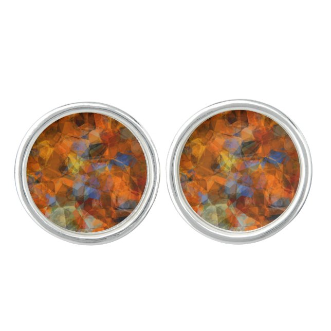 Rusty Orange Modern Abstract Design Cufflinks (Front)