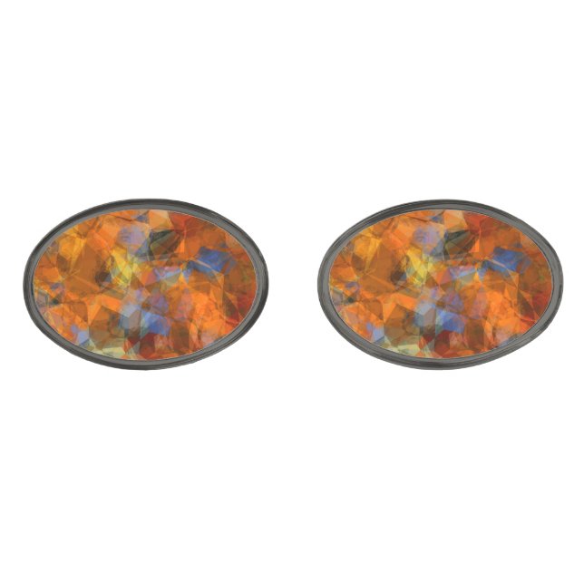 Rusty Orange Modern Abstract Design Cufflinks (Front)