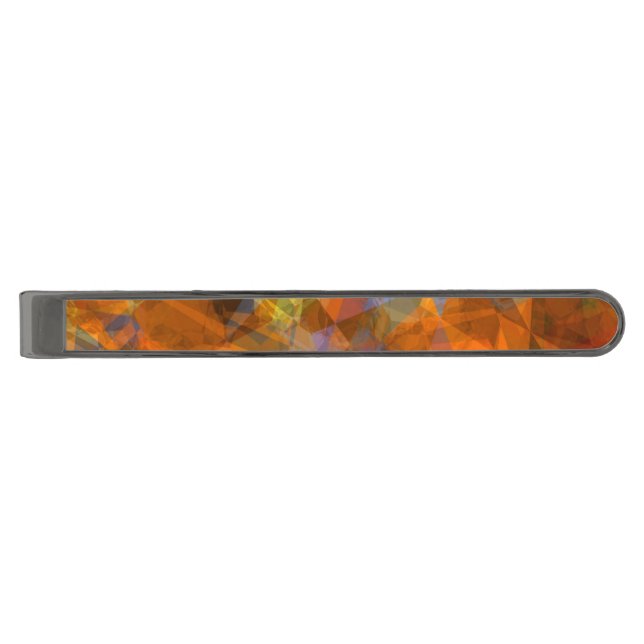 Rusty Orange Modern Abstract Design Gunmetal Finish Tie Bar (Front)
