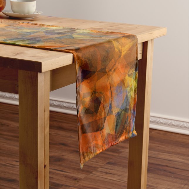 Rusty Orange Modern Abstract Design Medium Table Runner (In Situ)