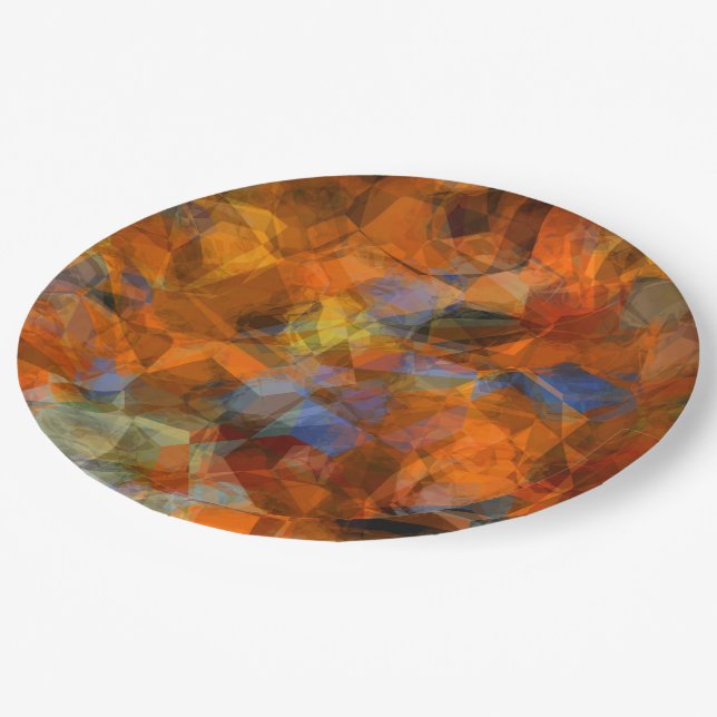 Rusty Orange Modern Abstract Design Paper Plates (Angled)