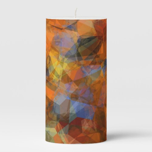 Rusty Orange Modern Abstract Design Pillar Candle