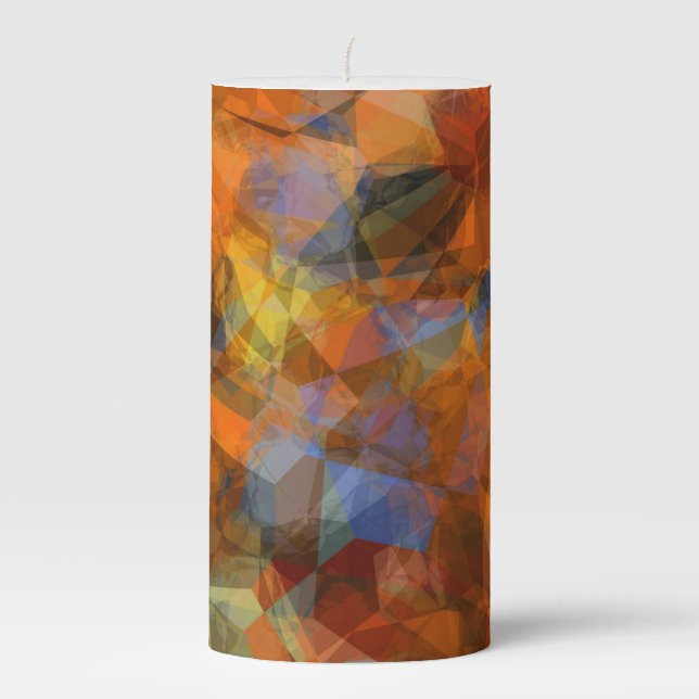 Rusty Orange Modern Abstract Design Pillar Candle (Front)