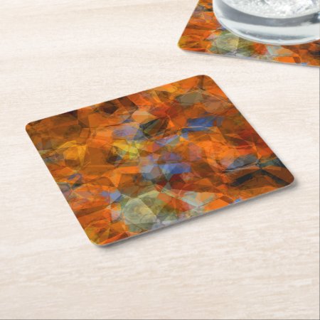 Rusty Orange Modern Abstract Design Square Paper Coaster