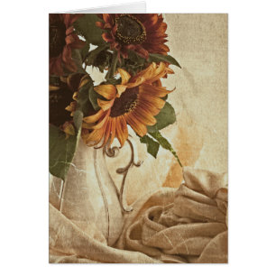 Rusty Orange Sunflowers Card