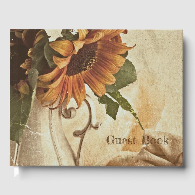 Rusty Orange Sunflowers  Guest Book (Front)