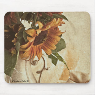 Rusty Orange Sunflowers Mouse Pad