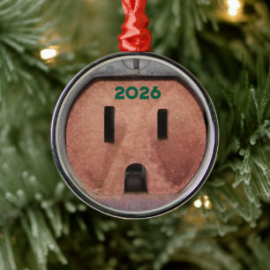 Rusty Outdoor Electrical Outlet, Plug Metal Ornament