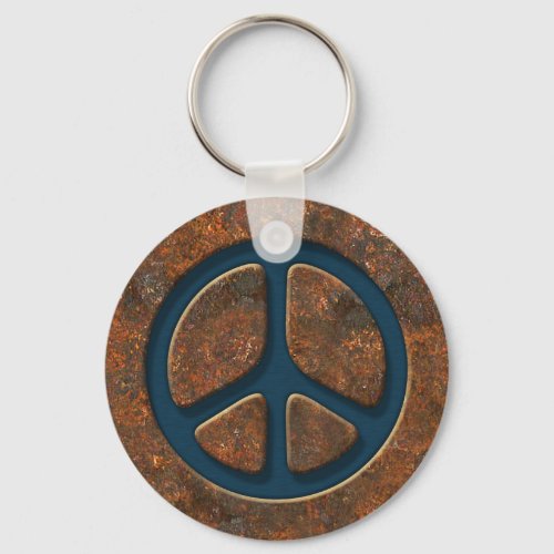 Rusty Peace Sign Keychain