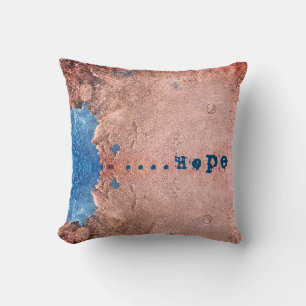 Rusty Peeling Copper & Blue Hope Throw Pillow