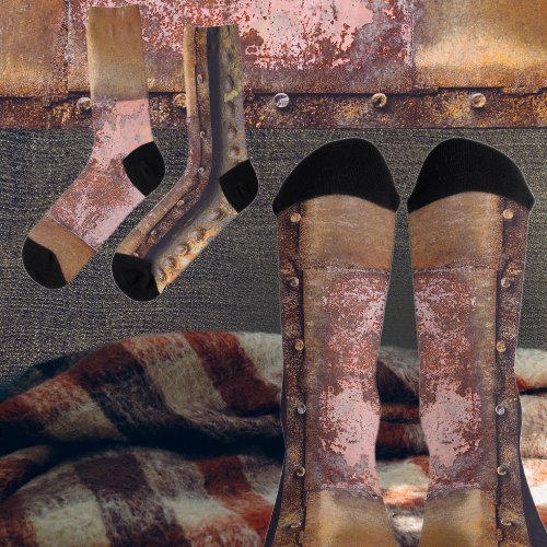 Rusty pink brown metal socks