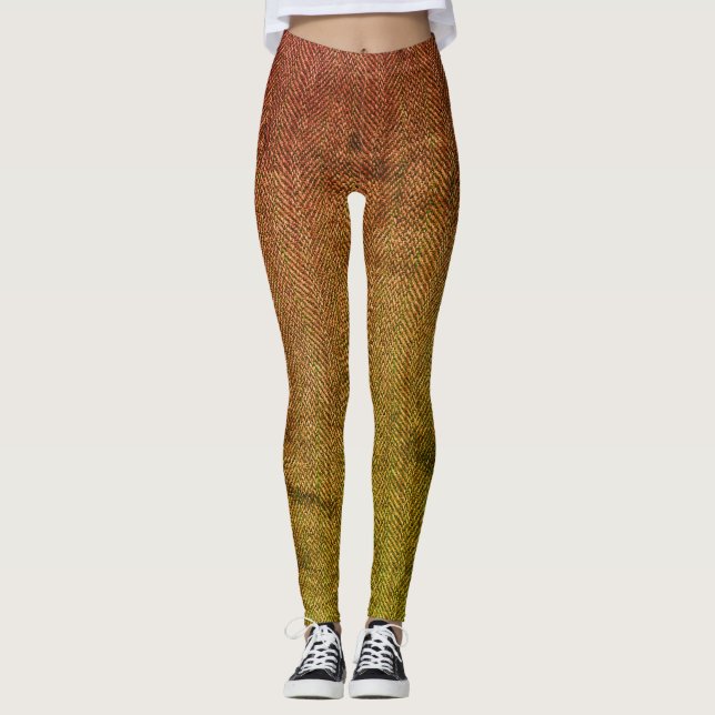 Rusty Pink to Green Tweed Texture Image, ZEA Leggings (Front)