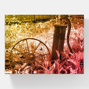 Rusty Pump Wheel Garden Black And White Vintage  Paperweight