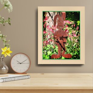 Rusty Rabbit Columbine Flower Garden Framed Framed Art