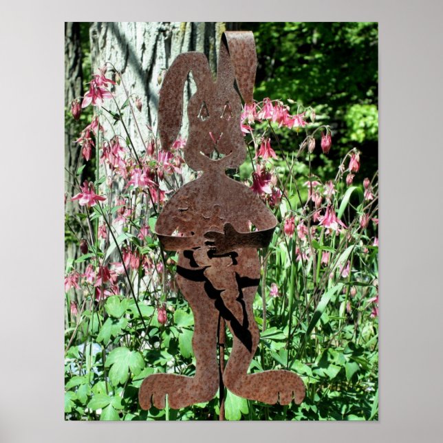 Rusty Rabbit Columbine Flower Garden  Poster (Front)