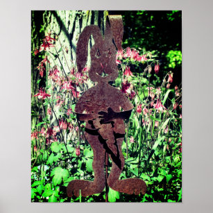 Rusty Rabbit Columbine Flower Garden  Poster
