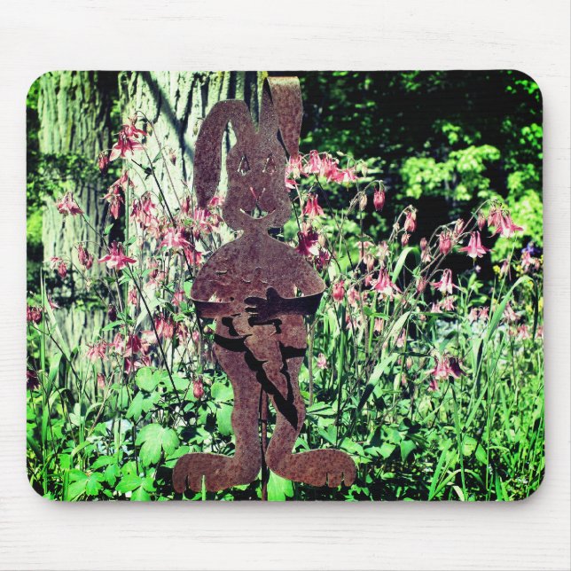Rusty Rabbit Flower Garden Mouse Pad (Front)