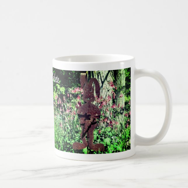 Rusty Rabbit Flower Garden Personalized Coffee Mug (Right)
