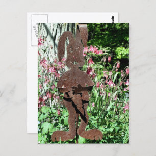 Rusty Rabbit Flower Garden Photography Postcard