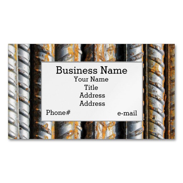 Rusty Rebar Design Magnetic Business Card (Front)