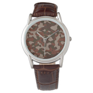 Rusty Red and Dark Olive Camo abstract Watch