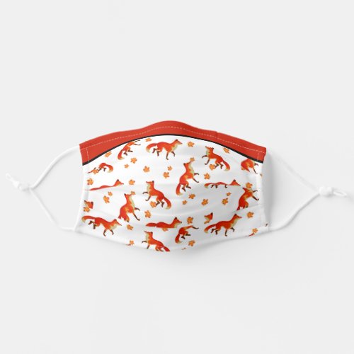Rusty  Red Fox and Orange Fall leaves Adult Cloth Face Mask