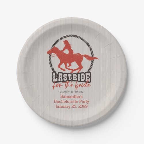 Rusty Red Last Ride For The Bride Paper Plates