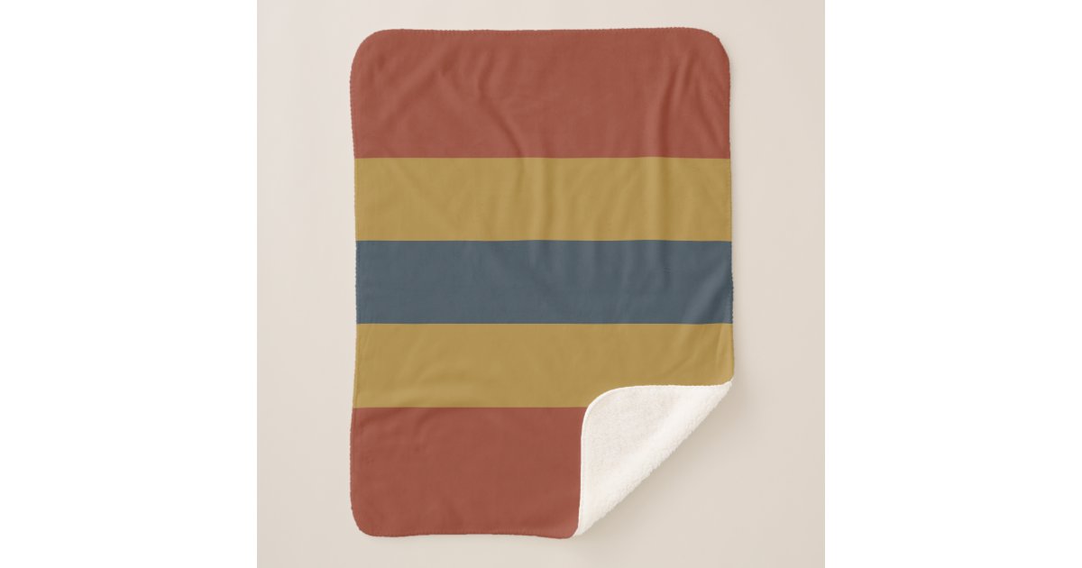 Rusty Red Mustard Yellow Navy Blue Striped Sherpa Blanket Zazzle