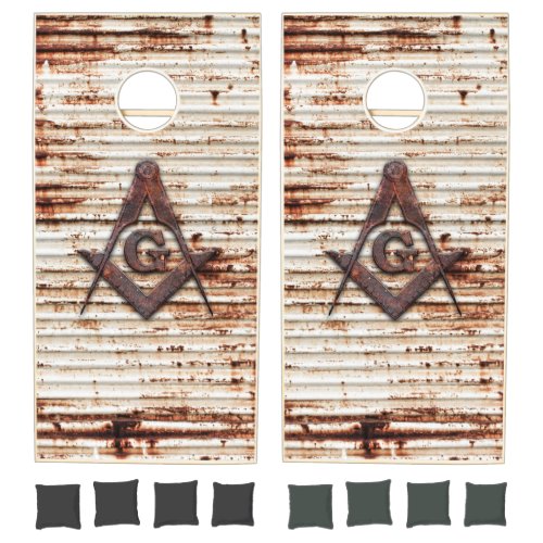 Rusty Red Square Compass Cornhole Set