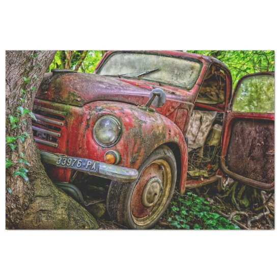 Rusty Red Truck Vintage 20x30  Decoupage Tissue Paper