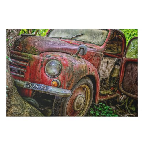 Rusty Red Truck Vintage Faux Canvas Print